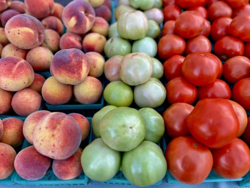 Peaches and tomatoes at the Market