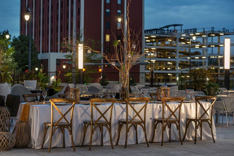 Poolside Terrace at Dusk