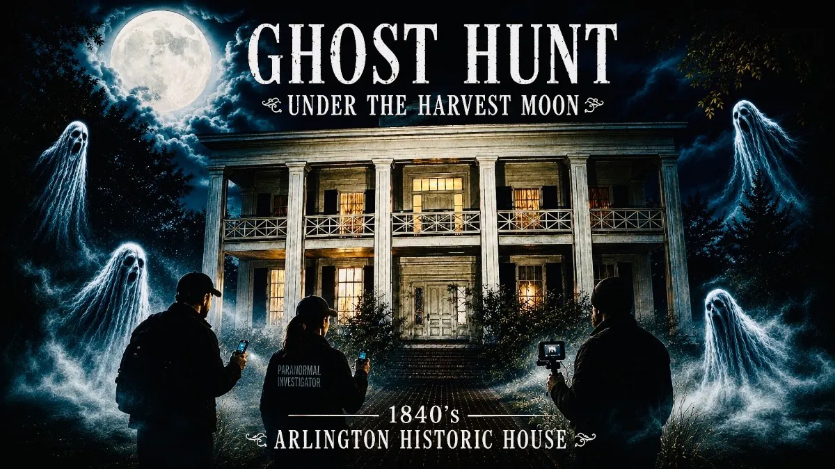 Real Ghost Hunt under the Full Autumn Harvest Moon, 1800’s Haunted Arlington Historic House hero image